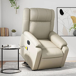 Maison Chic Fauteuil Relax pour salon, Fauteuil inclinable de massage électrique crème similicuir -GKD21523