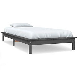 vidaXL Cadre de lit sans matelas gris bois massif