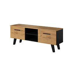 Avis VIVALDI Meuble TV - NORD - 140 cm - noir / craft or - style scandinave