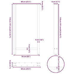 vidaXL Pieds de table basse blanc 2 pcs 60x(110-111) cm acier pas cher