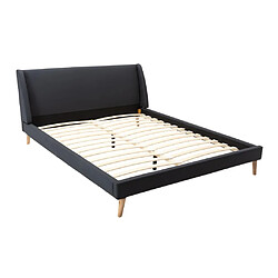 Acheter Vente-Unique Lit scandinave 160 x 200 cm - Tissu - Anthracite + Matelas - BENEDICTE