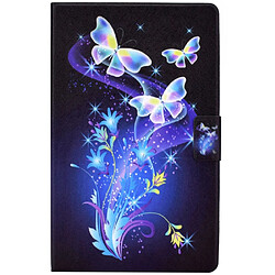 Etui en PU fermeture magnétique avec porte-cartes papillons et fleurs pour votre Samsung Galaxy Tab A8 (2021) SM-X200/SM-X205