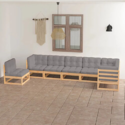 Maison Chic Salon de jardin 7 pcs + coussins - Mobilier/Meubles de jardin - Table et chaises d'extérieur Bois de pin massif -MN23801