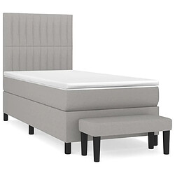 Maison Chic Lit Adulte - Lit simple Lit à sommier tapissier avec matelas moelleux - Meuble de Chambre - Gris clair 100x200cm Tissu -MN50708