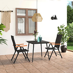 Salle à manger de jardin 3 pcs,Table et chaise à dîner Noir et marron -MN67041