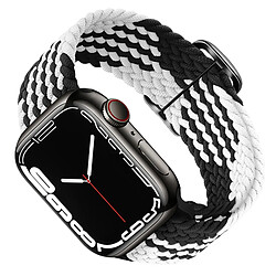 Avizar Bracelet pour Apple Watch 41mm / 40mm / 38 mm Nylon Tressé blanc / noir