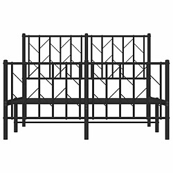 Maison Chic Cadre/structure de lit métal et tête de lit + pied de lit pour adulte - Lit Moderne Chambre noir 120x190 cm -MN75349 pas cher