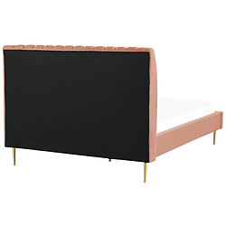 Beliani Lit double en velours rose pêche 140 x 200 cm MARVILLE pas cher