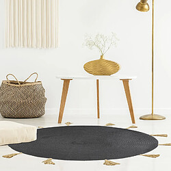 Avis The Home Deco Factory Tapis rond à pompons Happy - Diam. 90 cm - Noir