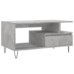 vidaXL Table basse Gris béton 90x49x45 cm Bois d'ingénierie