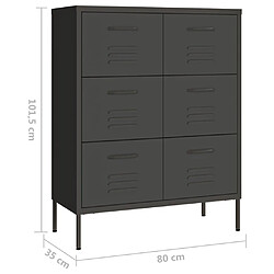 vidaXL Armoire à tiroirs Anthracite 80x35x101,5 cm Acier pas cher