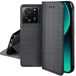 Htdmobiles Housse etui portefeuille avec coque interieure en silicone pour Xiaomi 13T / 13T Pro 5G + verre trempe - NOIR MAGNET