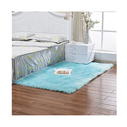 YP Select Super doux tapis en fourrure de peau de mouton faux tapis de plancher de chambre à coucher bleu clair 90 * 90cm