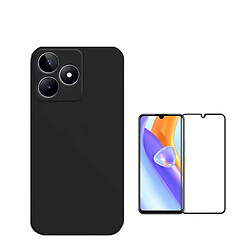 Kit de film en verre trempé de la couverture de 5D + couvercle de silicone liquide Phonecare pour Realme C53 - le noir