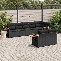 Maison Chic Salon de jardin 8 pcs avec coussins | Ensemble de Table et chaises | Mobilier d'Extérieur noir résine tressée -GKD89552