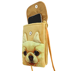 Avizar Pochette Bandoulière pour Smartphone en Tissu Design Shiba Marron