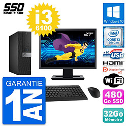 PC Dell 5040 SFF Ecran 27" Intel i3-6100 RAM 32Go SSD 480Go HDMI Windows 10 Wifi - Occasion