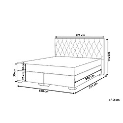 Avis Beliani Lit boxspring en tissu gris clair 160x200 cm DUCHESS