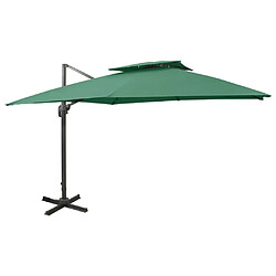 Maison Chic Parasol Jardin | Parasol déporté avec double toit 300x300 cm vert - GKD49609