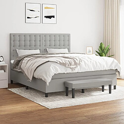 Maison Chic Lit Adulte - Lit simple Lit à sommier tapissier avec matelas moelleux - Meuble de Chambre - Gris clair 160x200cm Tissu -MN92049