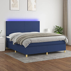 Maison Chic Lit adulte- Lit + matelas,Sommier à lattes de lit et matelas et LED Bleu 160x200 cm Tissu -GKD38243