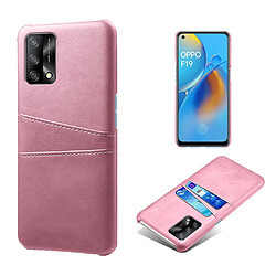 Coque en TPU + PU avec double porte-cartes or rose pour votre Oppo A74 4G/F19