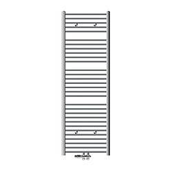 LuxeBath Radiateur de salle de bain Sahara 600x1800 mm Chrome courbé avec raccord central + garniture de raccordement avec thermostat Forme traversante