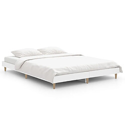 Maison Chic Lit adulte - Lit simple Cadre de lit,Structure du lit Contemporain blanc 135x190 cm bois d'ingénierie -MN95732