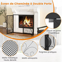 Acheter Helloshop26 Écran de cheminée à double porte écran de protection pour foyer ouvert panneaux magnétiques supports arrière et avant pare-étincelles noir 20_0009702