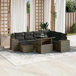 vidaXL Salon de jardin 8 pcs avec coussins gris résine tressée