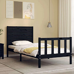 Avis Maison Chic Cadre/structure de lit avec tête de lit pour adulte - Lit Moderne Chambre noir petit simple bois massif -MN46137