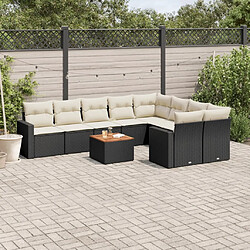 Maison Chic Salon de jardin 10 pcs avec coussins, Ensemble Tables et chaises d'extérieur noir résine tressée -GKD334473