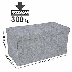 SONGMICS Tissu Tabouret Pouf Coffre Boîte Siège de Rangement Pliable Gagner de l'espace Gris Clair 76 x 38 x 38 cm LSF47G