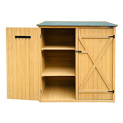 Avis AXI Casper Armoire de jardin en bois brun | Armoire Exterieur, Armoire à outils / Meuble Exterieur Rangement pour le jardin avec 2 étagères fixes | 149 x 78 x 164 cm