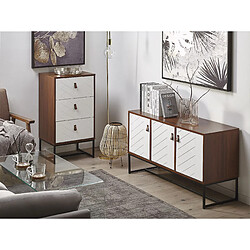 Acheter Beliani Commode effet bois foncé et blanche 3 portes NUEVA