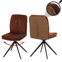 Decoshop26 Lot de 2 chaises de salle à manger pivote à 180° cadre trépied en métal assise en tissu marron 04_0007399