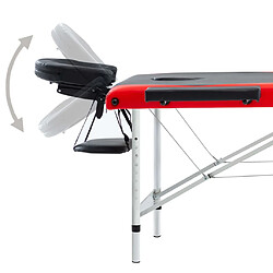 Acheter vidaXL Table de massage pliable 3 zones Aluminium Noir et rouge