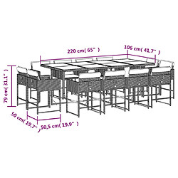 vidaXL Ensemble à manger de jardin coussins 13 pcs gris résine tressée pas cher