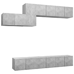 Maison Chic Ensemble de meubles TV 7 pcs | Banc TV Moderne pour salon | Meuble de Rangement - Gris béton Aggloméré -MN37935