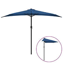 Helloshop26 Parasol de balcon avec mât en aluminium 300 x 150 x 253 cm demi bleu 02_0008301