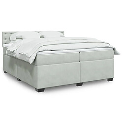 Vidaxl Sommier à lattes de lit et matelas Gris clair 200x200cm Velours