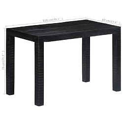 vidaXL Table à dîner Noir 118x60x76 cm Bois de manguier massif pas cher