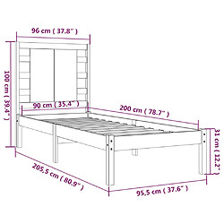 vidaXL Cadre de lit sans matelas 90x200 cm bois de pin massif pas cher