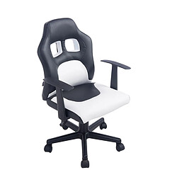 Decoshop26 Fauteuil chaise de bureau pour enfant en synthétique blanc hauteur réglable BUR10182