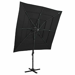 Maison Chic Parasol Jardin | Parasol à 4 niveaux avec mat en aluminium Noir 250x250 cm - GKD88204