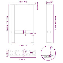 vidaXL Pieds de table basse blanc 2 pcs 28x(42-43) cm acier pas cher