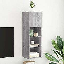 Maison Chic Meuble TV avec lumières LED, Banc TV pour salon, Meuble de rangement sonoma gris 30,5x30x90 cm -GKD17057