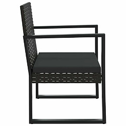 Maison Chic Salon de jardin 3 pcs + coussins - Mobilier/Meubles de jardin - Table et chaises d'extérieur Noir Résine tressée -MN34338 pas cher