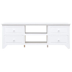 Maison Chic Meuble TV scandinave - Banc TV pour salon Blanc 108x30x40 cm Bois de Paulownia solide -MN74217