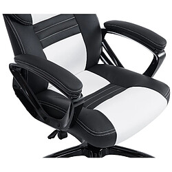 Decoshop26 Fauteuil de bureau gaming sur roulettes mécanisme d'inclinaison en PVC noir / blanc et plastique 10_0002594 pas cher